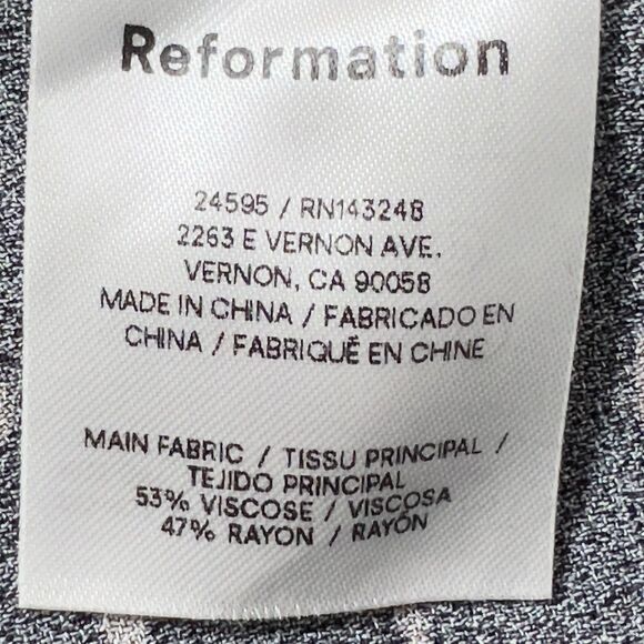 Reformation Sigmund Side Slit Midi Dress Sz 8 Black Linguini Print Square Neck - Picture 8 of 12